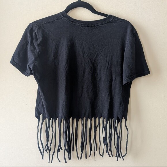 Guns N Roses Missguided Graphic Fringe Crop Top 80's Rock Size Medium - Picture 2 of 5